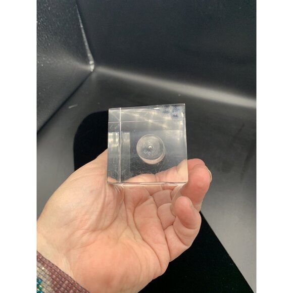 Lucite Block Cube Taper Candlestick Holder MCM Set 2 Vtg Clear Acrylic Incised - Picture 9 of 11